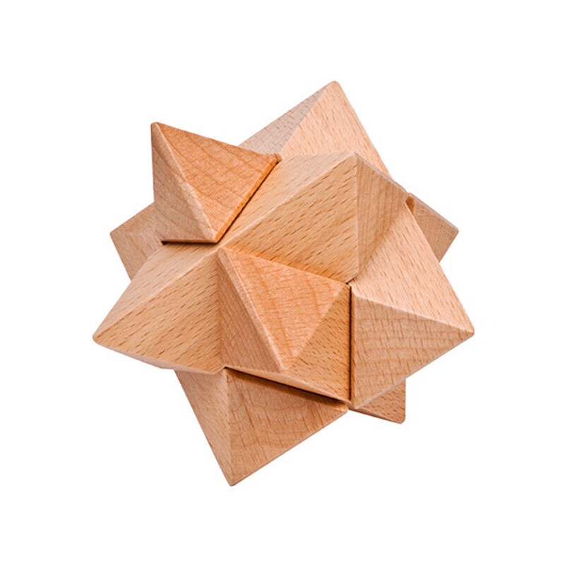 榫卯结构孔明锁鲁班锁全套高难度小学生益智力玩具老人 榉木八角球