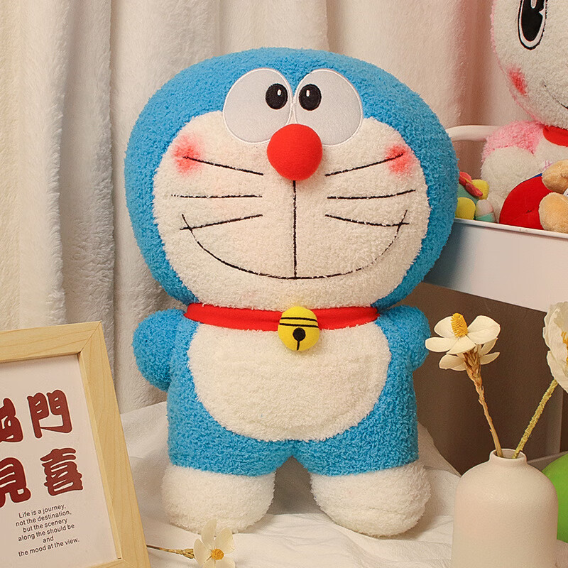哆啦A夢(mèng)（Doraemon）公仔機器貓玩偶藍胖子抱枕毛絨玩具叮當貓娃娃女朋友禮物 【藍色背手款】 超級款式！ 禮袋款