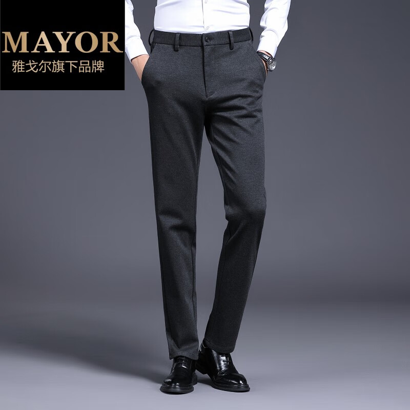 男士休闲西裤年春秋季新款宽松直筒西裤中年商务弹力时尚长 2115灰色