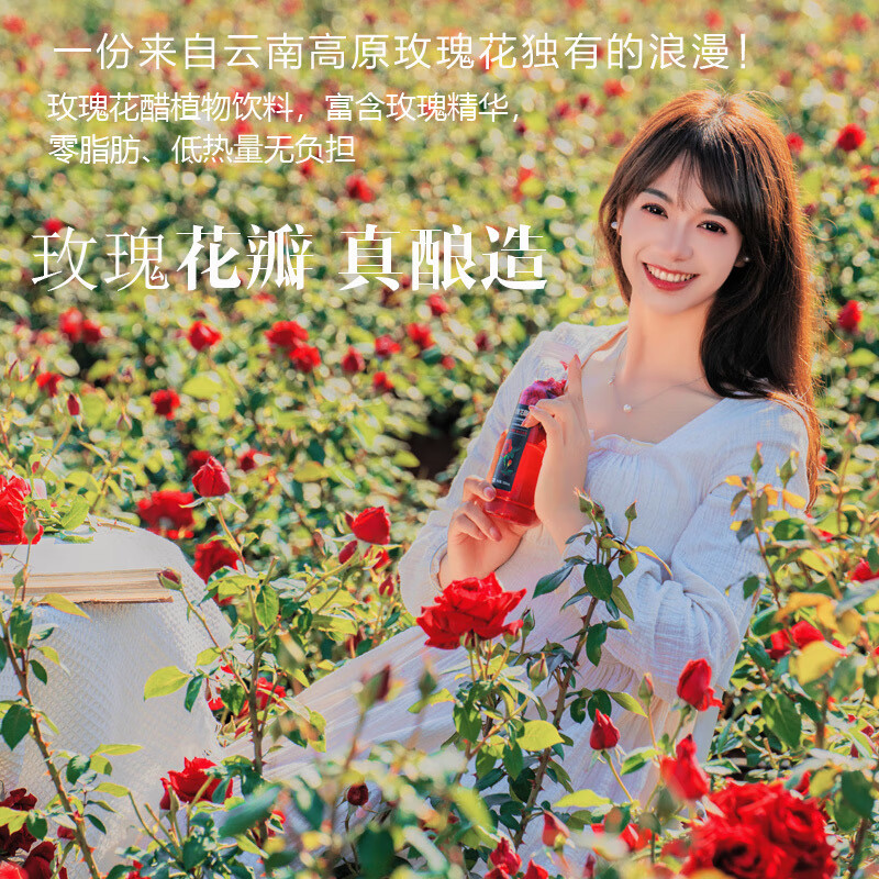 酷发云南弥勒玫瑰花醋植物饮料酸甜爽口鲜花酿制醋特产小瓶装 玫瑰醋310mlX12瓶