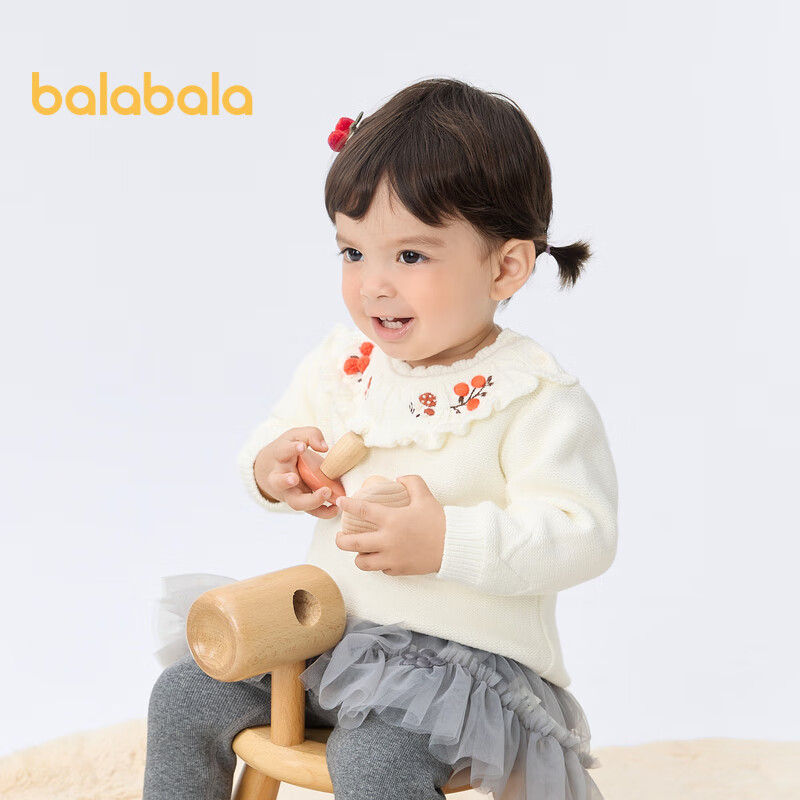 巴拉巴拉婴儿毛衣儿童冬季打底衫女童针织衫套头精致洋气甜美200423103007