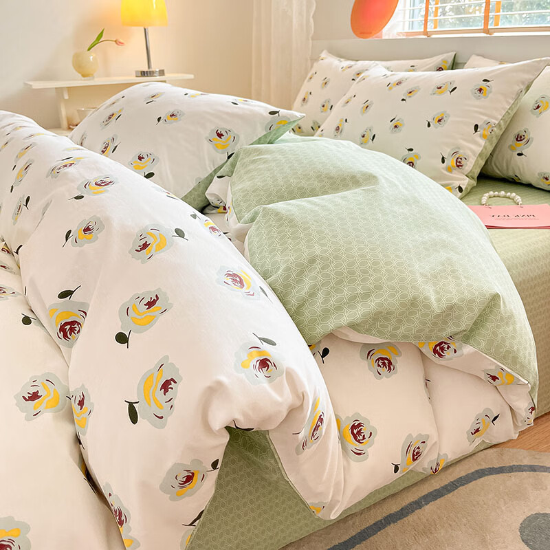 田园风床上四全棉被套宿舍三件式床组四季通用床笠款床品 随心自在ld