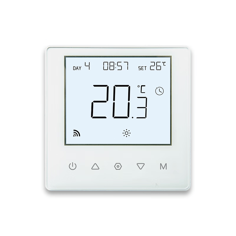 SUITTC无线WIFI智能操控20A大负载可调节温度暗装明装优家8729代替 优家6607白色触屏款