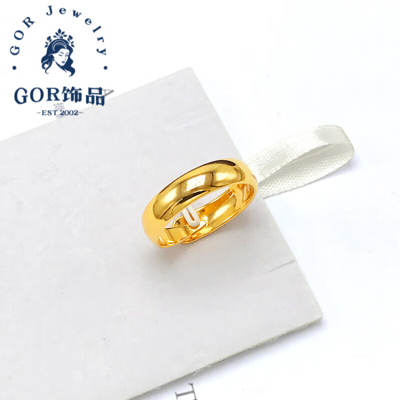 GOR越南沙金戒指情侣久不掉色男女对戒光面满天星包厚金戒 精品光面窄版 6mm活口