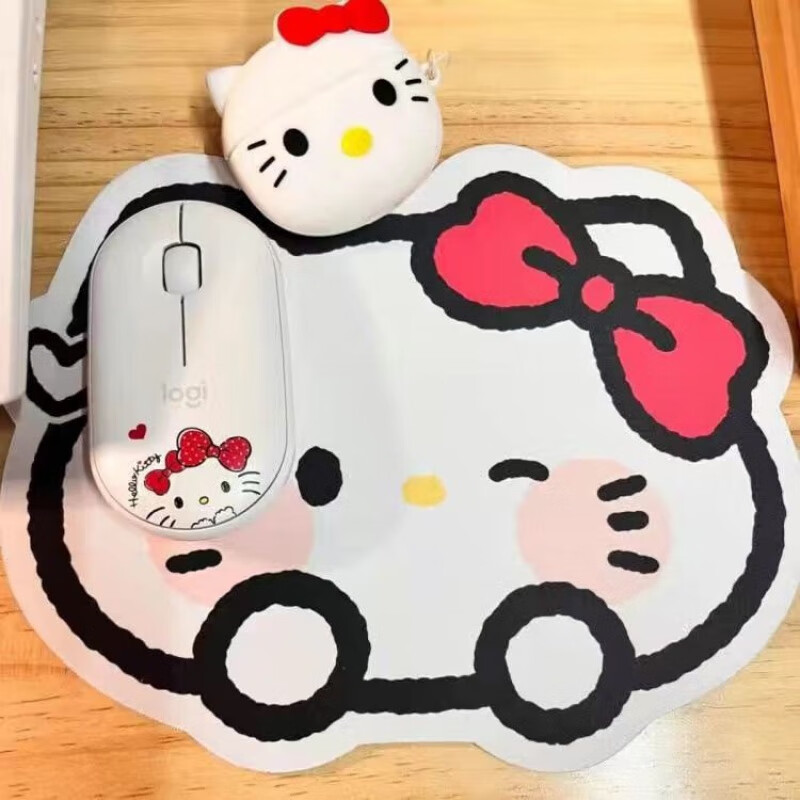 莱迹hellokitty鼠标垫可爱办公凯蒂猫游戏胶异形垫橡胶桌垫 主图款
