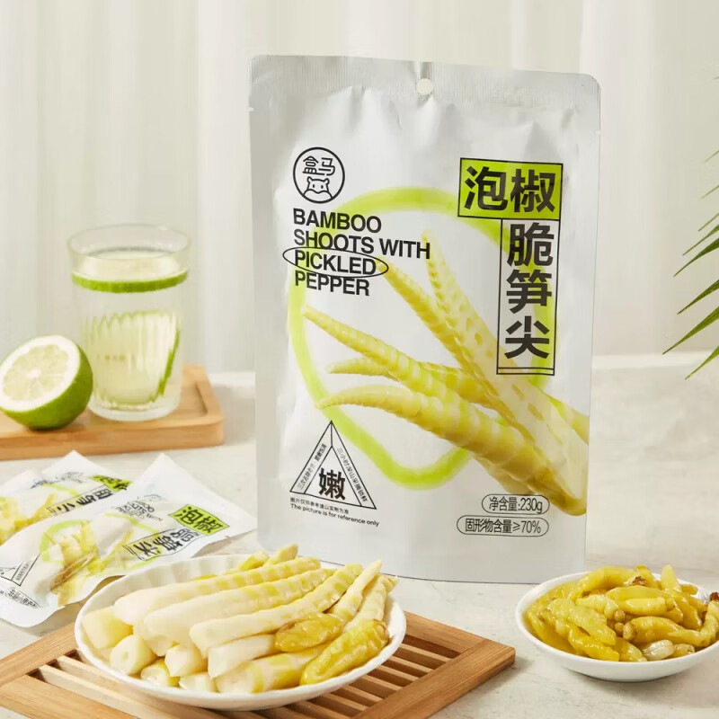盒马MAX泡椒脆笋尖230g深山采摘三小时锁鲜独立包装零食脆嫩饱满 泡椒脆笋尖230g*1袋