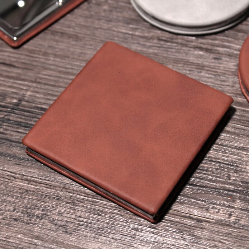 有质感磨砂随身镜精致化妆镜感便携小镜双面可放大双面 方磨砂棕72cm