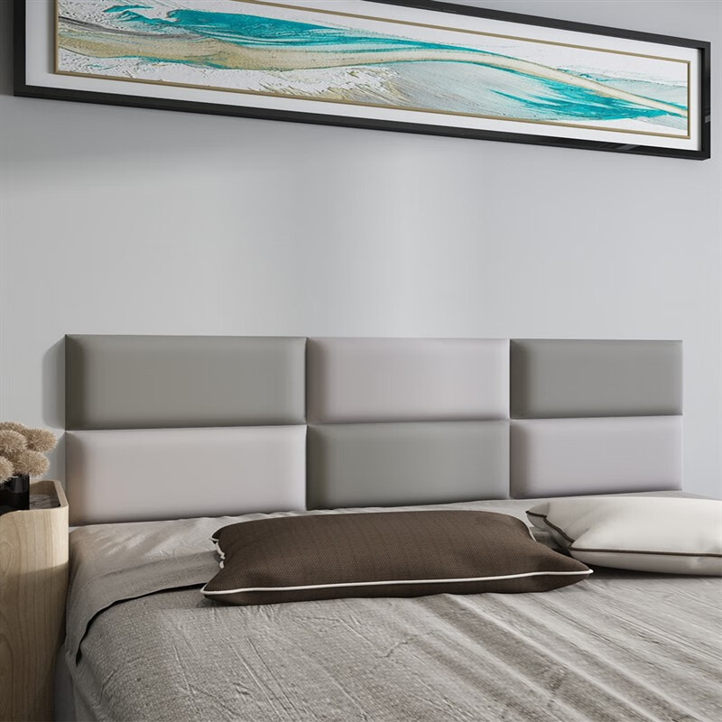 软包床头板软包自粘宾馆榻榻米墙围贴防撞酒店一米五 款式一冷灰 浅灰