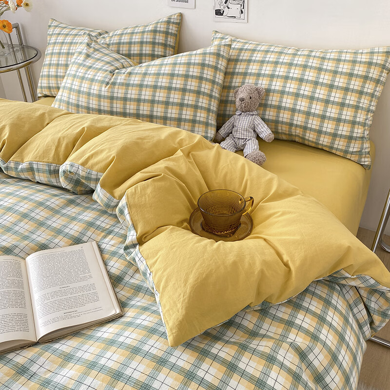 恒源祥 纯棉被套单件 100%全棉水洗棉A类简约时尚柔软透气学生宿舍被罩 贝拉绿(A类100%水洗棉) 适合150*200cm被子