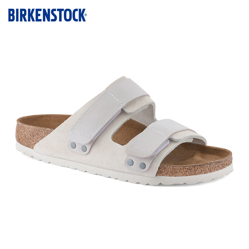 勃肯（BIRKENSTOCK）軟木拖鞋涼鞋沙灘涼拖男女款外穿絨面魔術(shù)貼拖鞋Uji系列 白色窄版1024822 35