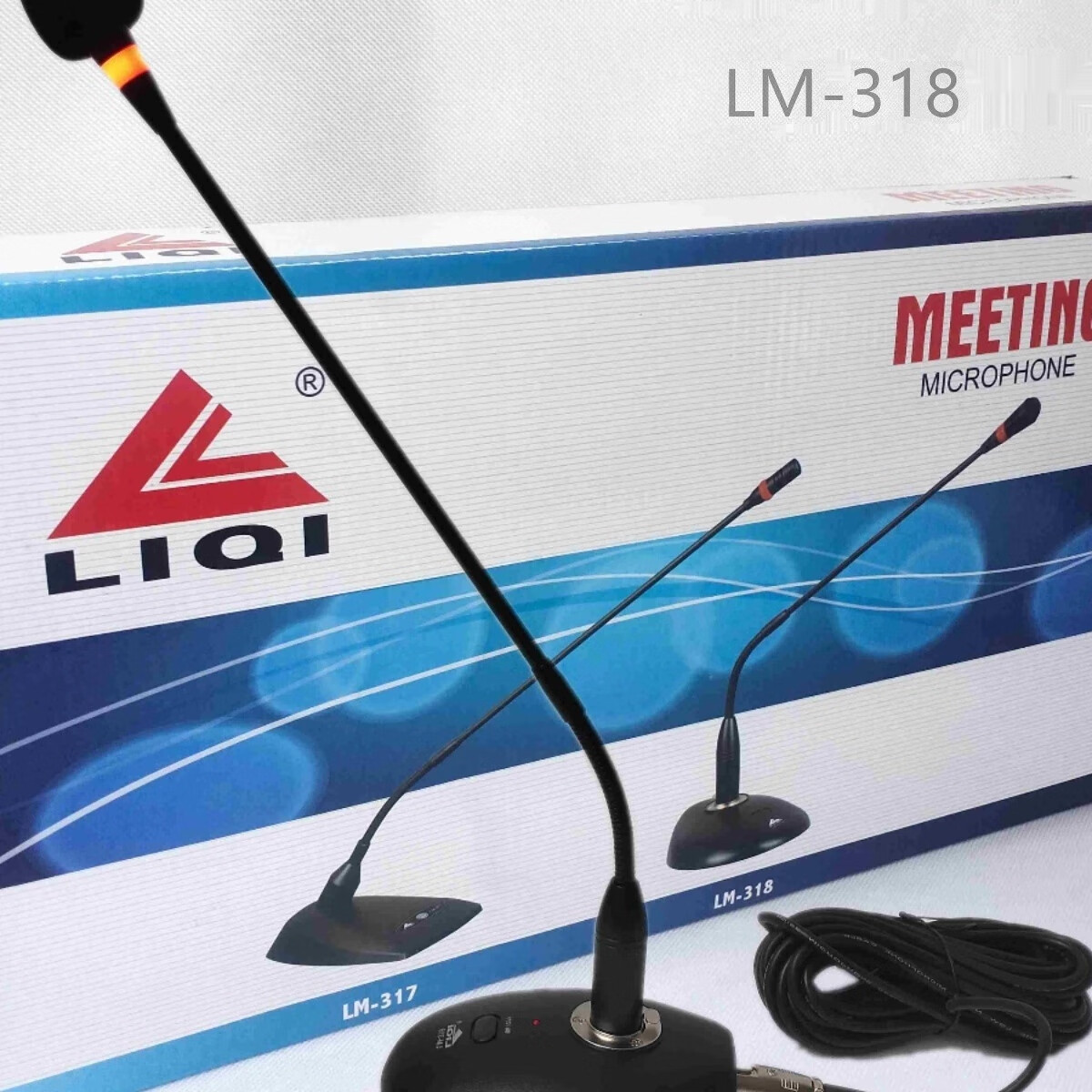 力奇lm-318 鹅颈话筒有线黑色会议座式专业广播麦克风带8米话筒线