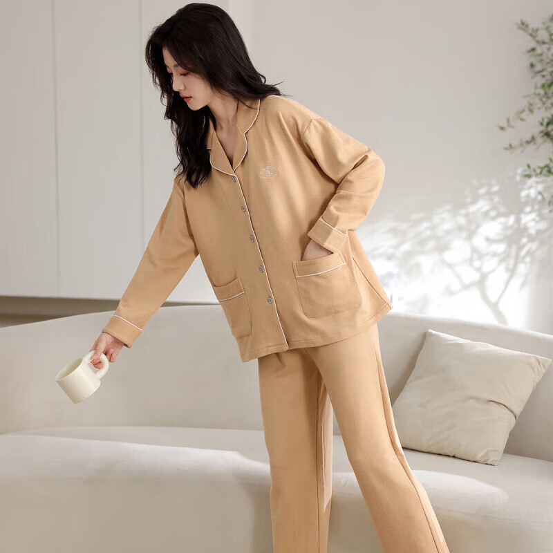 猫人(MiiOW)睡衣女秋冬季加绒保暖2025新款阳离子羊毛蚕丝家居服套装 诺姜黄 2XL 【建议140-160斤】