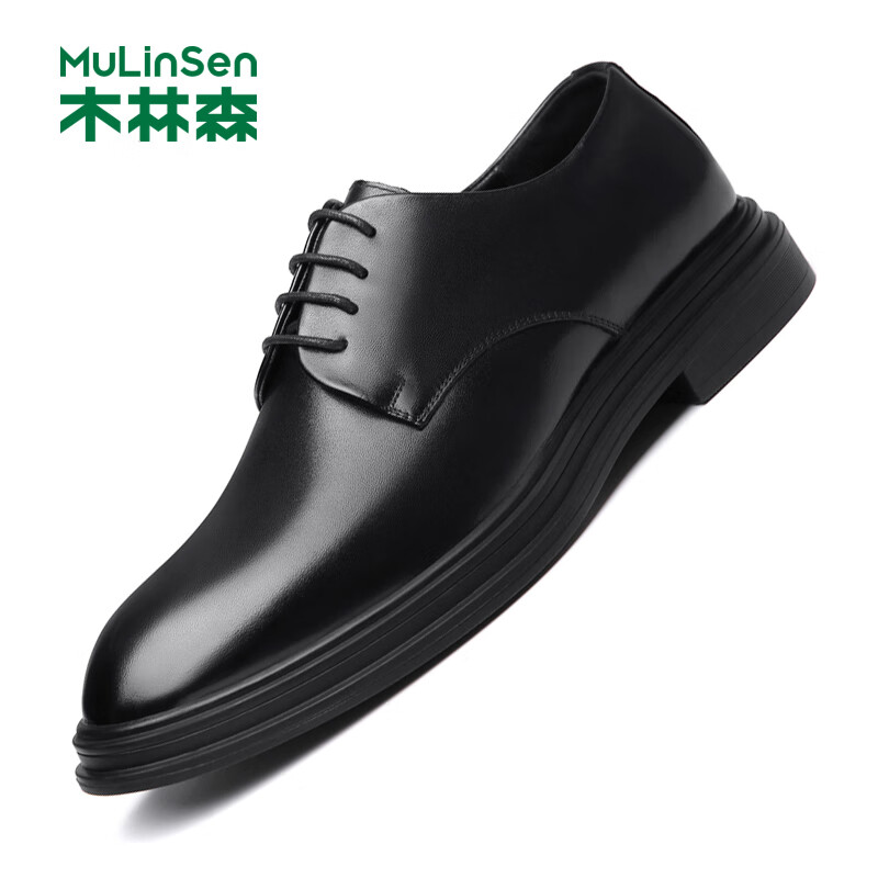 木林森（MULINSEN）男鞋商務(wù)正裝皮鞋男士尖頭休閑軟底結(jié)婚新郎鞋R19089