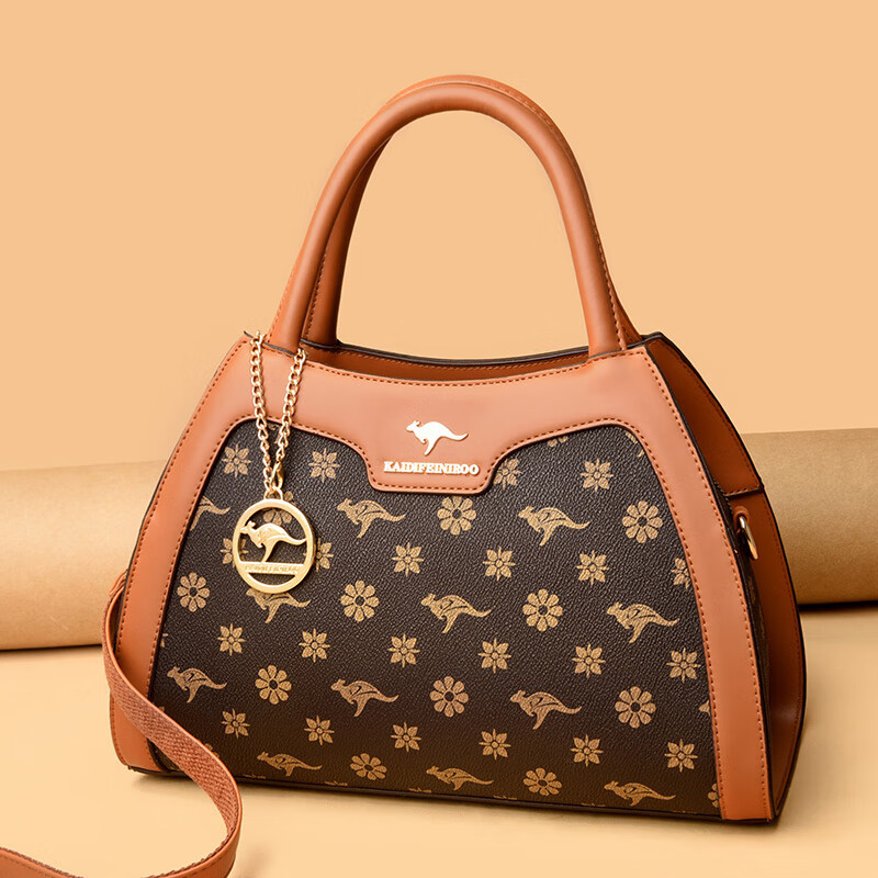 感真皮包包女2024新款休闲时尚手提包单肩斜挎包轻奢中年女包 花瓣黄