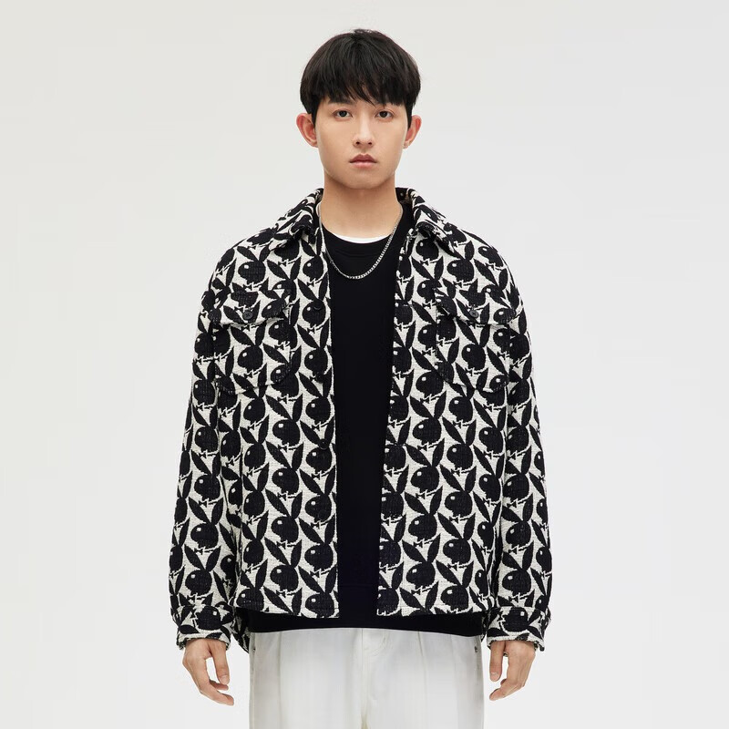 GXG男装 多款夹克合集 GE1210182L黑白色翻领夹克 XL