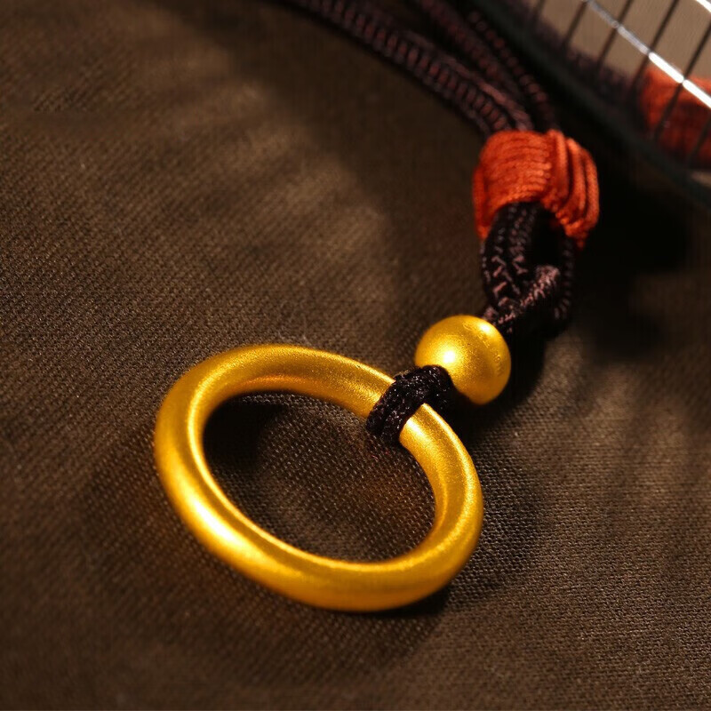 菜百首饰 黄金项链 寓意圆满古法编绳链牌 计价 约6.70克