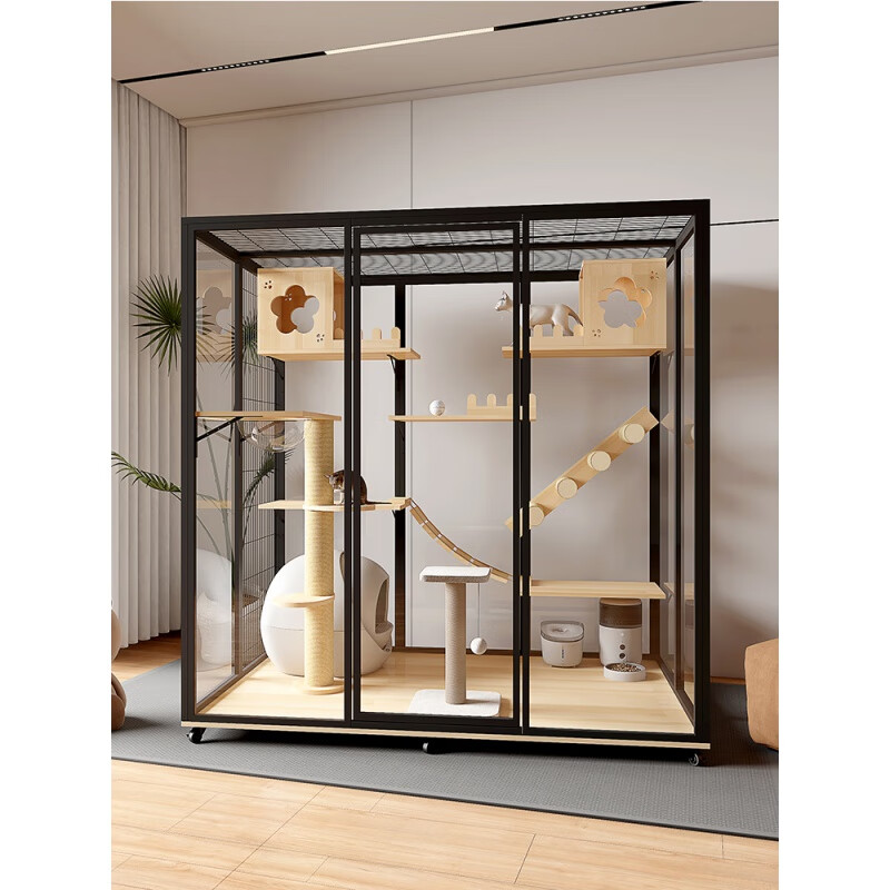 漂傲猫别墅家用超大空间猫窝房子全景玻璃猫柜豪华猫房宠物展示柜猫笼