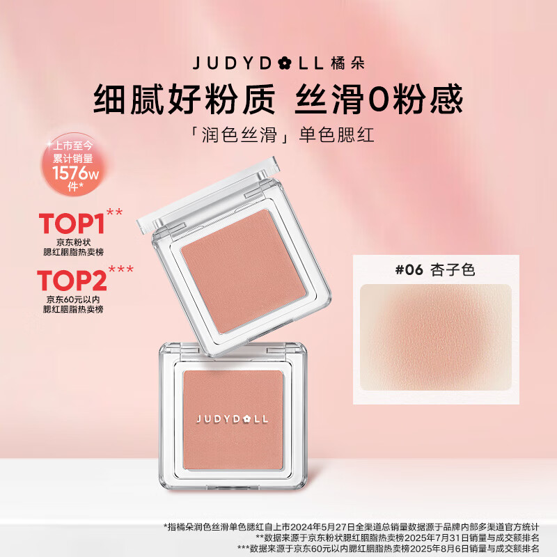 橘朵（Judydoll）单色腮红胭脂腮红膏多用膏高光修容生日礼物女生06黄皮天菜