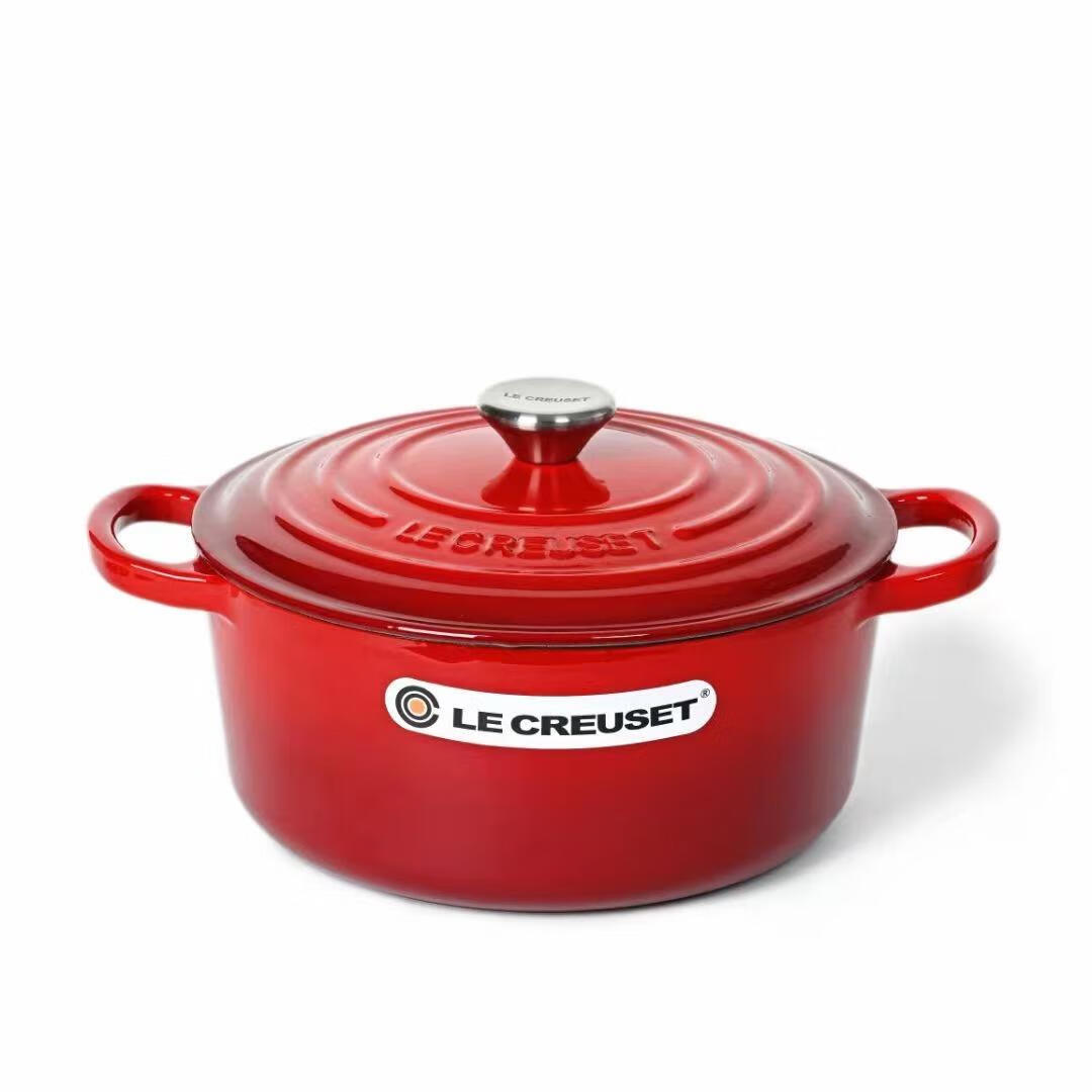酷彩法國(guó)酷彩LE CREUSET24cm白琺瑯鑄鐵鍋平底家用燉煮燜鍋雙耳通用鍋 櫻桃紅白琺瑯 聯(lián)系客服有 22cm 0ml