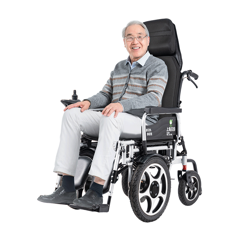 貝珍電動輪椅前大輪雙老年人殘疾人折疊坐便智能全自動越障代步車 25前驅手動躺700W/三重電磁剎/12A石墨烯