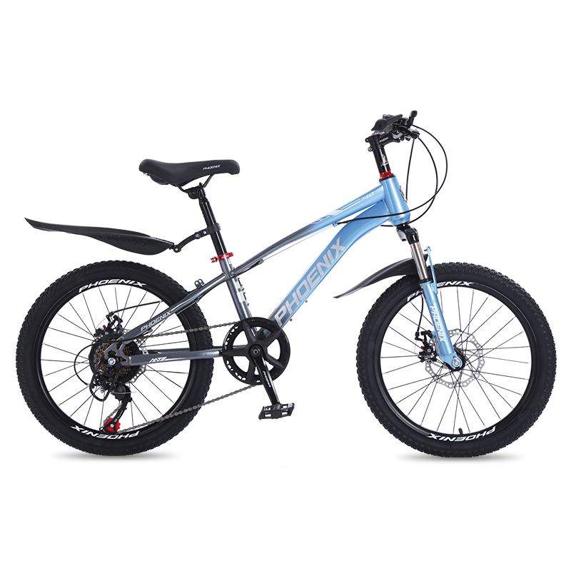 鳳凰山地自行車男女變速山地車碟剎青少年兒童自行車學生單車 星際 藍灰【變速+輻條輪】 22寸【適合130-170cm】