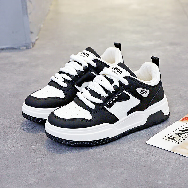 犸凯奴春季新款百搭舒适潮流时尚运动休闲鞋女款学生党轻便板鞋 米黑