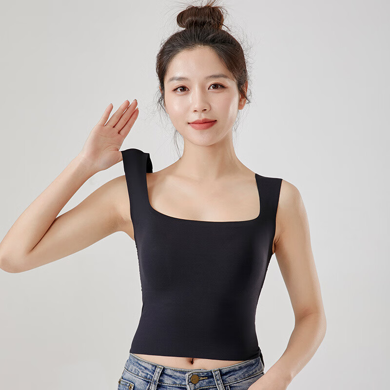 绾裳吊带背心女士无痕文胸一体美背内搭带胸垫防走光外穿打底抹胸内衣