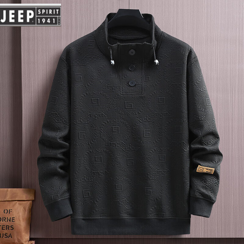 jeep spirit加肥加大码卫衣男春秋季新款大码男士宽松休闲男装胖子