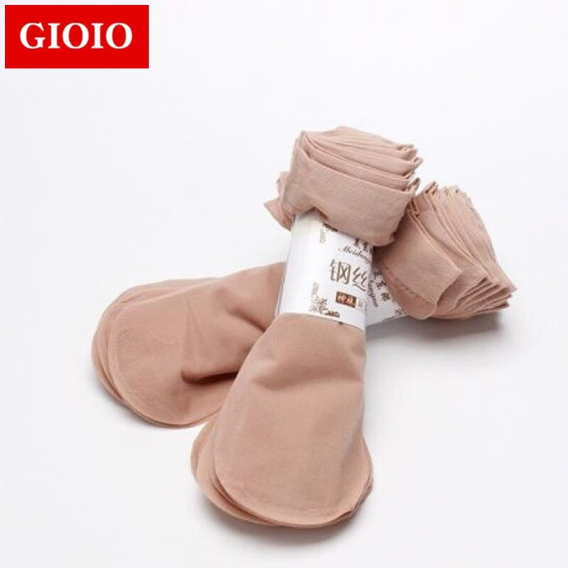 GIOIO【10双】钢丝袜女春夏天季丝袜耐磨防勾丝短筒薄款肉色水晶冰丝袜 肤色(钢丝袜装) 10双 均码