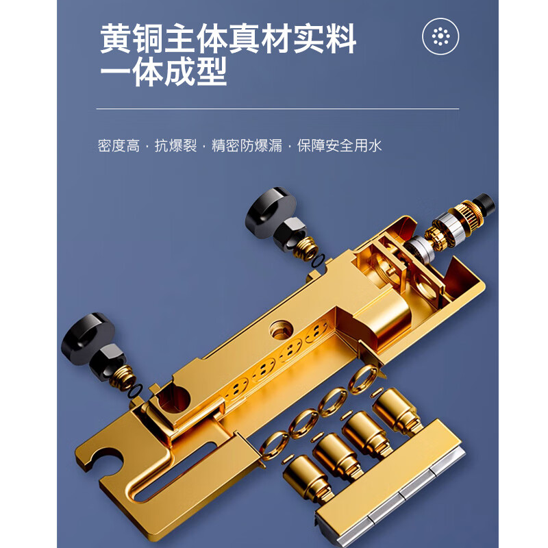 卓浴淋浴花洒套装全套四档黄铜钢琴按键数显恒温增压浴室喷头淋雨器 水镀灰【恒温防烫】拉丝氛围灯