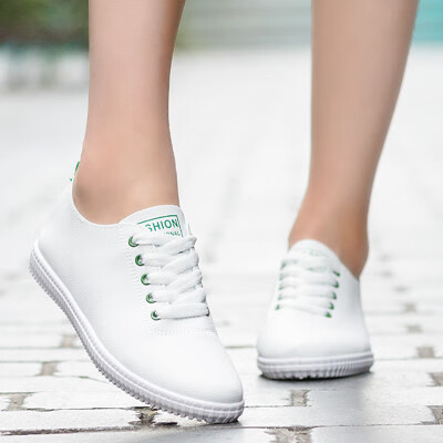 二三练车专用鞋女司机软底防滑踩离合平底薄底驾考学车开车鞋 白绿色