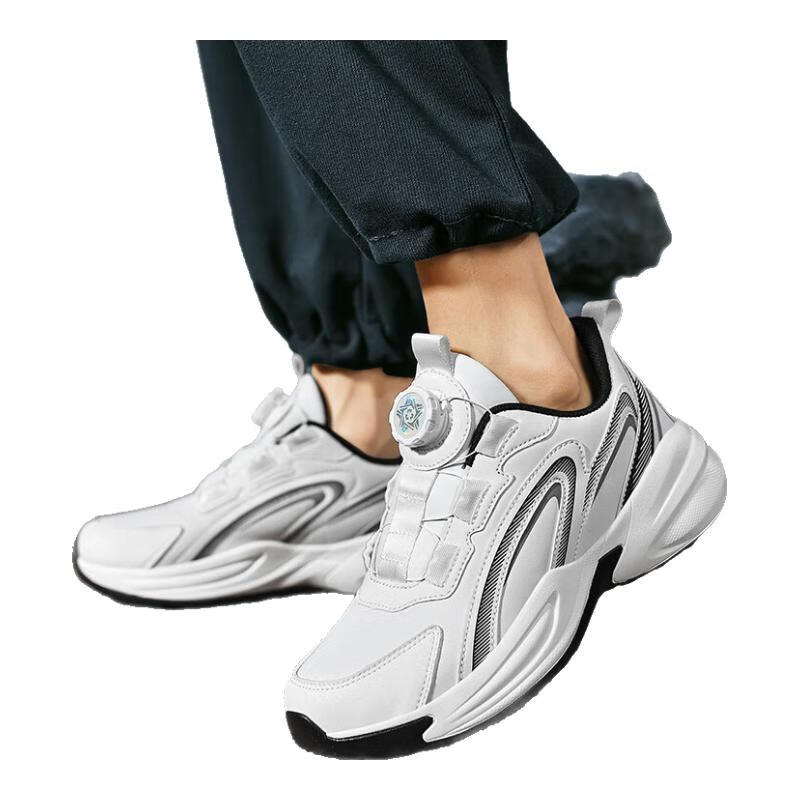 2025扁平足专用男鞋足弓支撑久站运动鞋子防脚疼透气轻便休闲跑鞋 白色6998 （四季鞋） 37 【脚胖买大一号】