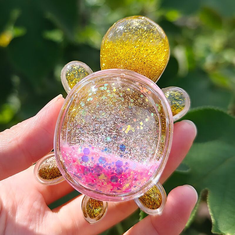 流沙乌龟对对碰玩具礼物大号巨无霸闪光款创意摆件盲盒 小金龟果冻粉