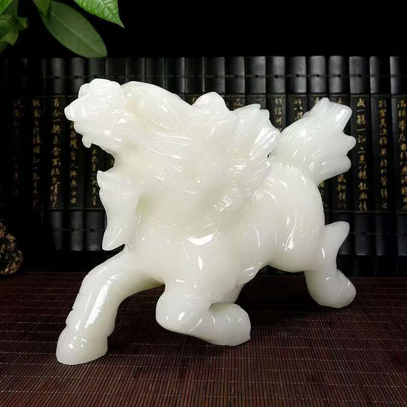 批发天然阿富汗玉麒麟川白摆件家居办公工艺品客厅风 水摆件装饰 10