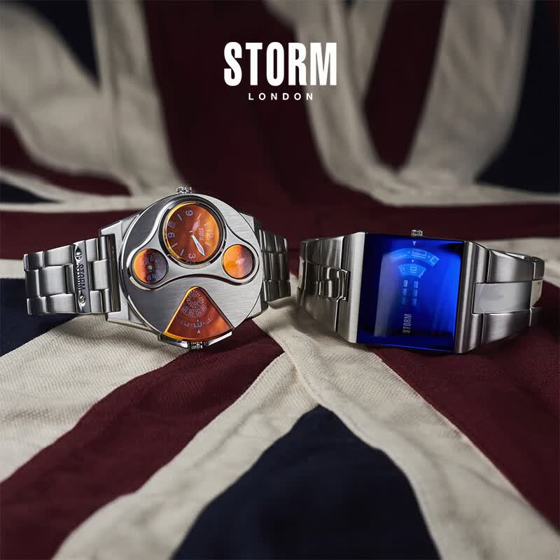 STORM英伦风暴NEW REMI SQ系列方表镭射镜面旋转表盘手表男士石英表 47430/LB【顺丰当日发】