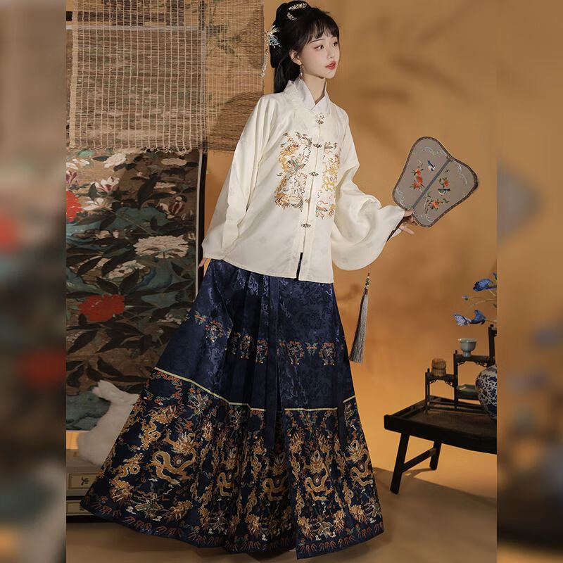 棠檀马面裙冬季云熏阁【锦年】明制汉服女方领短袄琵琶袖提花秋冬套装