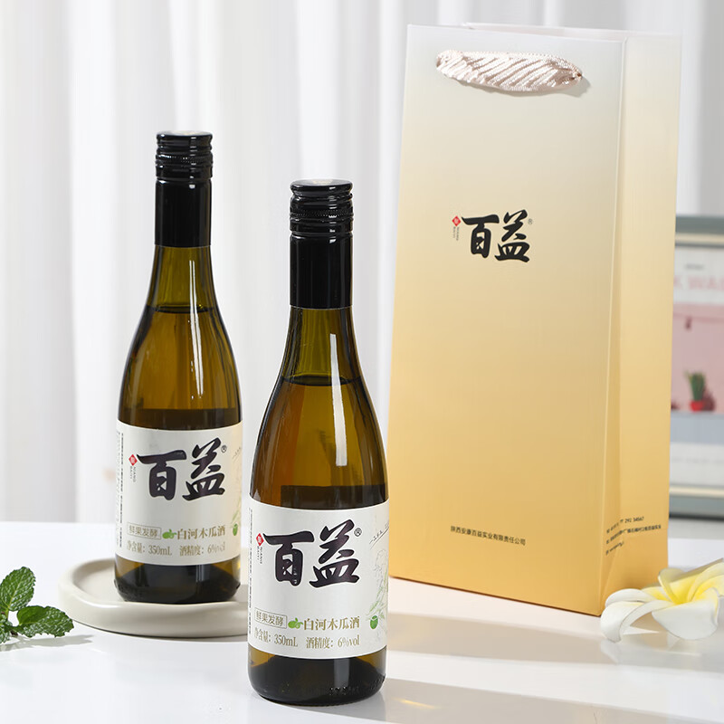 酿百益木瓜水果酒350ml 女士低度甜酒微醺酒6度 白河木瓜酒 少女低度酒 350ml*6瓶【下单即送冰露杯】