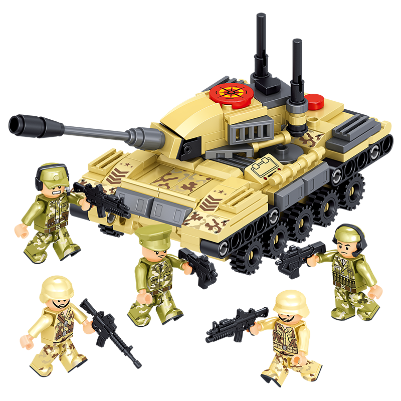 哲高拼装积木军事坦克模型玩具拼插合体8合1男孩儿童生日礼物 导弹发射车+装甲车(2盒)