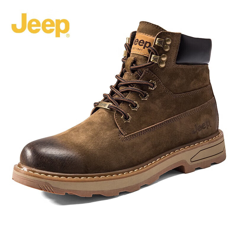 PLUS��Ա��Jeep Ӣ�׸�������ѥ ��Ͳ���湤װѥ ��ƤЬ��