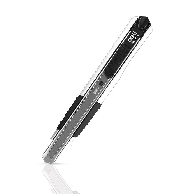 得力(deli)小号锌合金壳美工刀 自动锁定功能裁纸刀