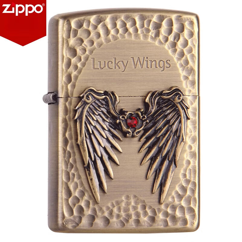 zippo打火机正版zppozipoo芝宝男原装天使之翼zippi 古铜翅膀
