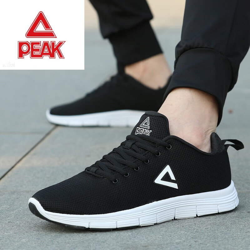 匹克男鞋跑步鞋春夏季网鞋休闲鞋子男士网面透气黑色运动鞋男款 黑色