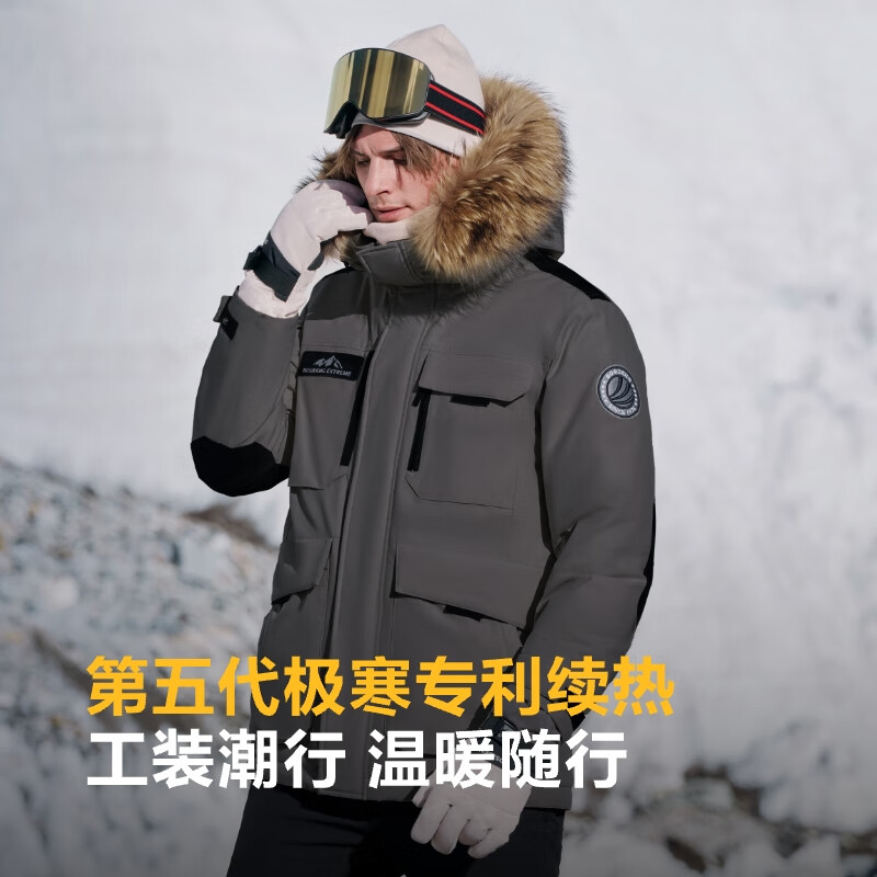 波司登极寒鹅绒羽绒服男女情侣同款冬季加厚连帽短款大毛领外套
