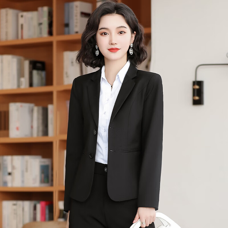 donnjunn春夏大学生面试职业装黑小西服西装气质外套正装女套装上衣