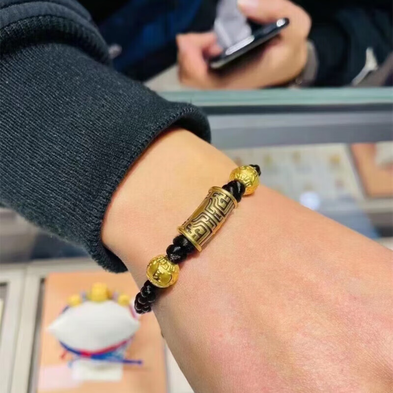 cnlv黄金足金999转运珠手链男款饕餮手环男士朋友生日送礼物情人手串