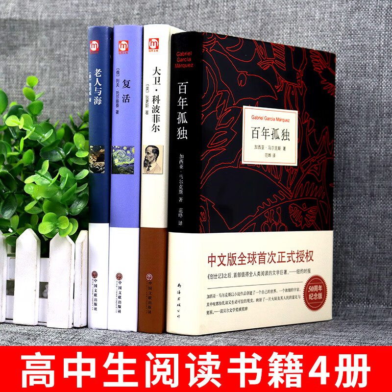 全套4册 百年孤独+大卫科波菲尔+复活+老人与海必读正版高中课外书高一阅读书籍书目名著老师正版语文高中生人民文学出版社 4册百年孤独+复活+老人与海+科