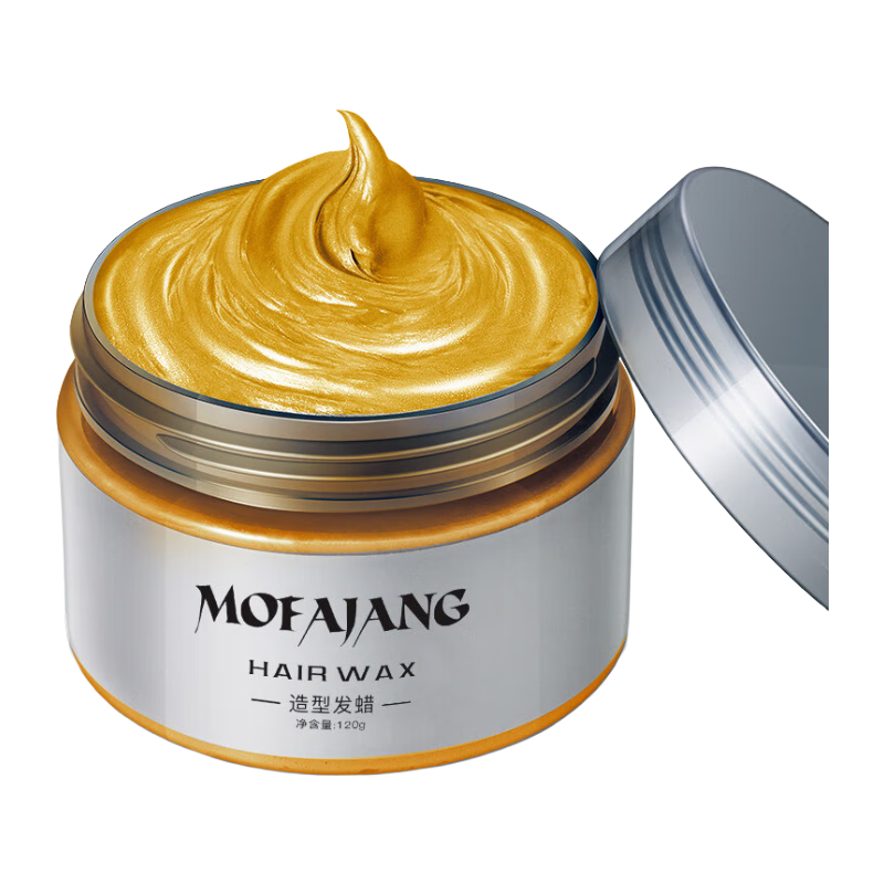 三個魔發(fā)匠發(fā)泥奶奶灰發(fā)泥造型定型彩色發(fā)蠟美發(fā)一次性彩色發(fā)泥彩色發(fā)膏染膏 彩色發(fā)泥【金色】 120g/瓶 假一罰十