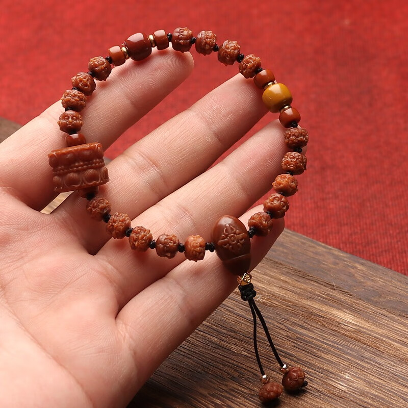 8橄榄核核尖手工雕刻玉四面罗汉 三十六佛文玩手串佛珠手链 0. 8*0.