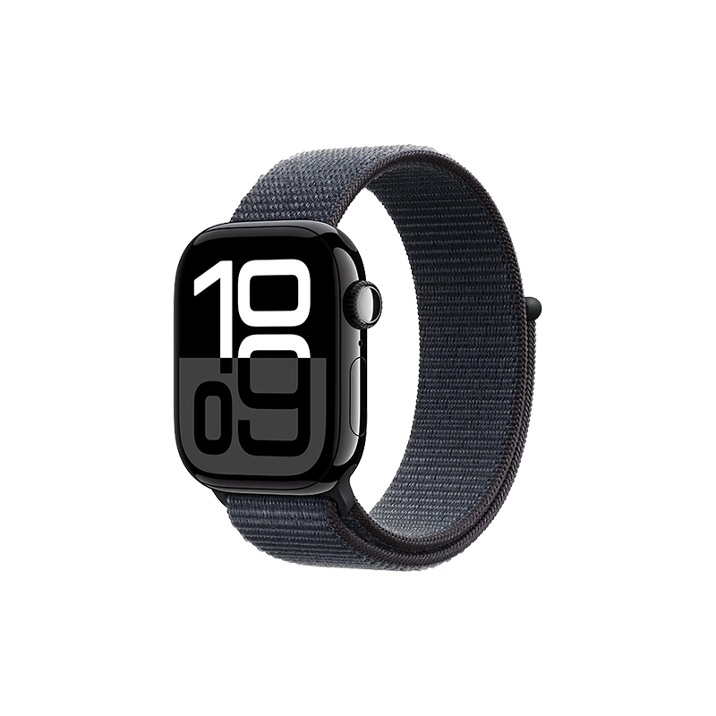 政府补贴，plus:Apple/ Watch Series 10 智能手表GPS款42毫米亮黑色铝金属表壳浓墨色回环式运动表带MX1Q3CH/B