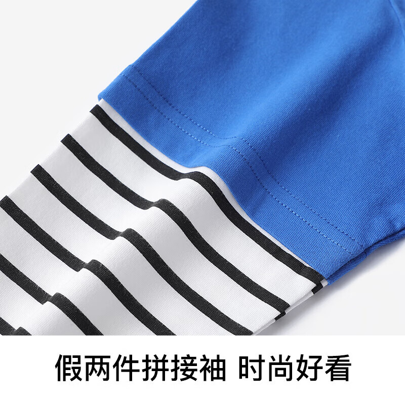 Classic Teddy男童T恤儿童打底衫中大童装春秋季套头衣服 克莱因蓝卡车泰迪 100